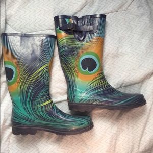 Purple Peacock Rain Boots